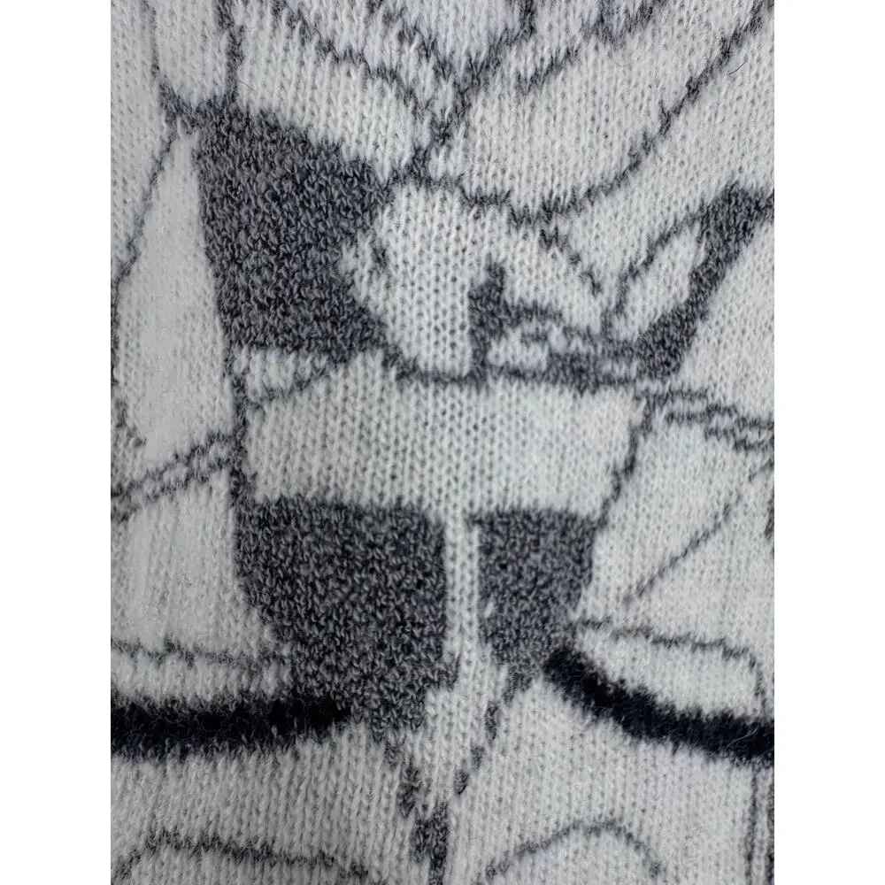 HOM sweater XL lambswool crew pullover equestrian horse chariot Italy gray white